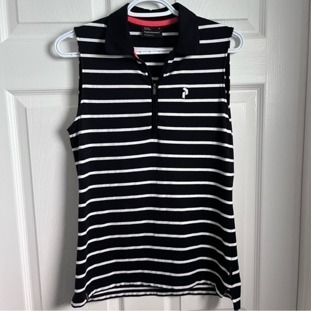 3/30$💥 Peak Performance tank top black white striped women sport medium shirt